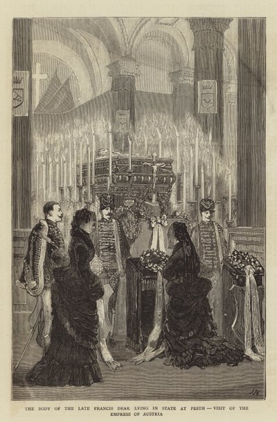 The Body of the Late Francis Deak Lying in State at Pesth, Visit of the Empress of Austria by Joseph Nash